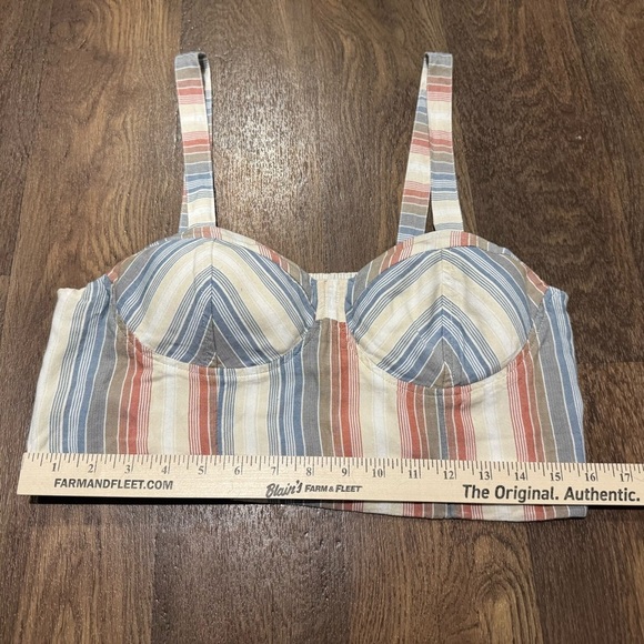 American Eagle Chevron Striped Padded Cropped Tank Top Pink Blue Size Medium - Picture 4 of 10